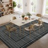 Washable Checkered Waffle Print Rug Non Slip Low Pile Rug Soft Contemporary Throw Floor Cover Foldable Indoor Carpet for Living Room Bedroom Playroom - 3 of 4