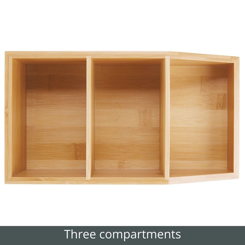 mDesign Bamboo Wood Kitchen Pantry Food Storage Divided Bin, 4 of 9