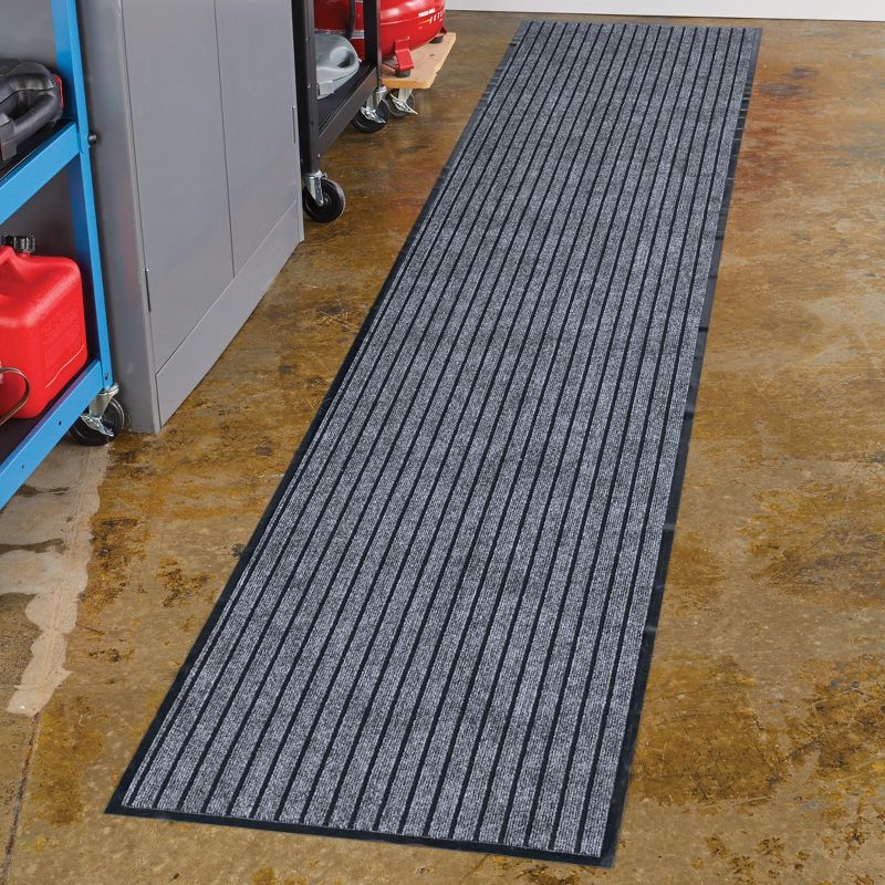 Collections Etc Extra-Long Tufted Stripe Design Non-Slip Utility Runner Rug, 2 of 4