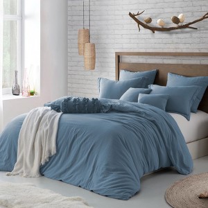 Swift Home | Microfiber Washed Crinkle Duvet Cover Set - 1 of 4