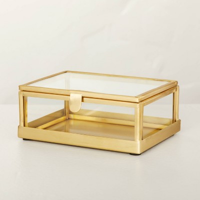 3" x 4" Metal & Glass Trinket Box Brass Finish - Hearth & Hand™ with Magnolia