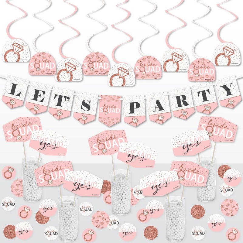 Big Dot of Happiness Bride Squad - Rose Gold Bridal Shower or Bachelorette Party Supplies Decoration Kit - Decor Galore Party Pack - 51 Pieces, 1 of 9