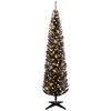 HOMCOM 7' Tall Pre-Lit Slim Noble Fir Artificial Christmas Tree with Realistic Branches, 250 Warm White LED Lights and 499 Tips, Black - 4 of 4