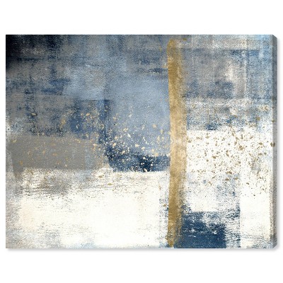 16" x 13" In The Mid Summer Abstract Unframed Canvas Wall Art in Blue - Oliver Gal