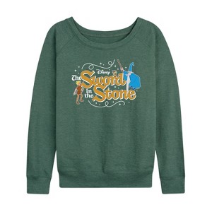 Women's - Disney - Sword In The Stone Character Group Lightweight French Terry Wide Neck Long Sleeve Shirt - 1 of 4