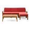 Osparple Outdoor Patio Furniture Set Acacia Wood L-Shaped Sectional Sofa with Cushions and Ottoman Coffee Table for Backyard, Terrace, Garden - 4 of 4