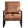 Grungis Leather/Microfiber/Velvet Accent Chair - Reinforced Metal Frame, Thick Padded Cushion, Square Armrests,Arm Chair for Bedroom,Reading Room - 3 of 4