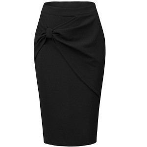 Allegra K Women's Work Ruched High Waist Midi Pencil Skirt - 1 of 4