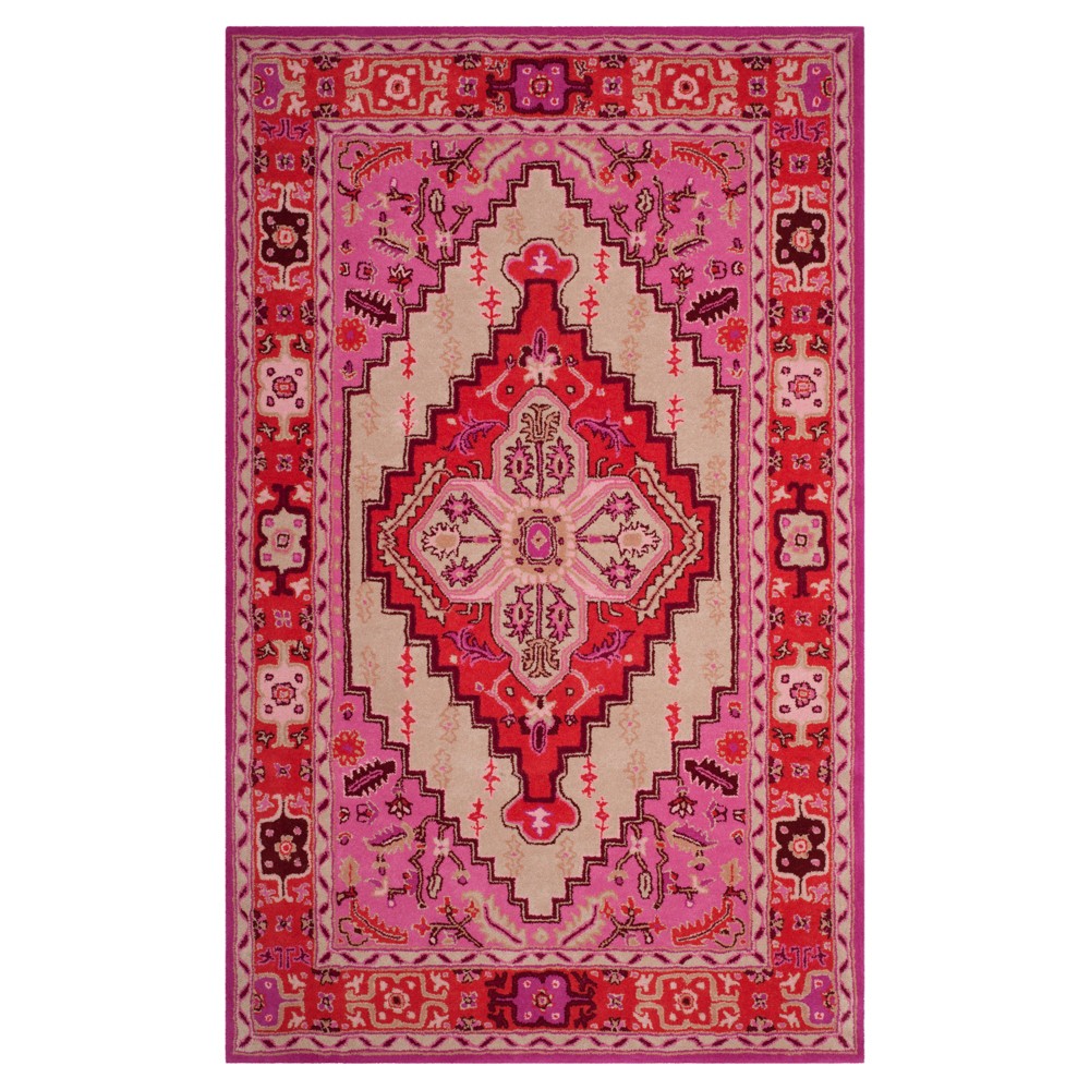 5'x8' Nasim Medallion Tufted Area Rug Red Pink/Ivory - Safavieh