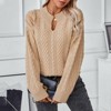 Women's Winter Chunky V Neck Long Sleeve Loose Cable Knit Sweater Pullover - 3 of 4