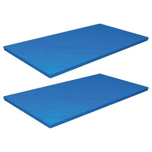 Bestway Flowclear Rectangle 13' 1" x 6' 11" Pool Cover for Above Ground Swimming Pools with Drain Holes and Tie-Down Ropes, Blue (Cover Only), 2 Pack - 1 of 4