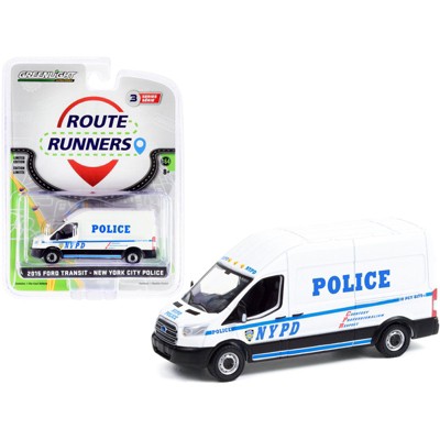 2015 Ford Transit LWB High Roof Police Van White "New York City" "NYPD" "Route Runners" 1/64 Diecast Model by Greenlight