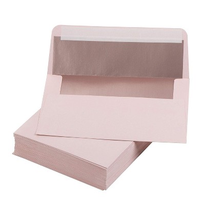 50-Pack A7 Invitation Envelopes for 5x7 Cards with Rose Gold Foil Lining for Announcement & Wedding, Blush Pink