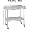 Stainless Steel Table, Backsplash + 4 Caster Wheels, Kitchen Work Table for Work, Heavy Duty NSF Metal Work Tables, for Restaurant, Home - 2 of 4