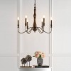 29" 6-Light Victoria Rustic Midcentury Iron LED Chandelier Brown - JONATHAN Y: Adjustable, UL Listed, Eco-Friendly - 2 of 4