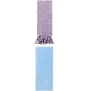 REGALWOVEN 2 Packs Striped and Tassels Hand Towels for Bathroom 14" x 30" - 1 of 4