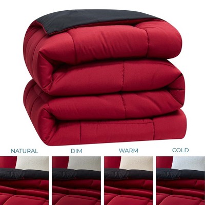 Burgundy and Black Reversible Twin Microfiber Duvet