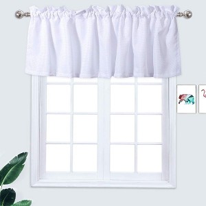 Waffle Weave Textured Short Curtains Set Waterproof Half Window Tier Curtains for Kitchen, Bathroom, Living Room - 1 of 4