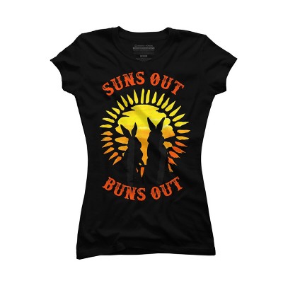 Junior's Design By Humans Summer Rabbits Suns out Buns Out By BaoMinh T-Shirt