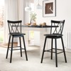 Tangkula Windsor Bar Stool Set of 2 29" Swivel Rubber Wood Dining Chairs Spacious Seat Black - 4 of 4