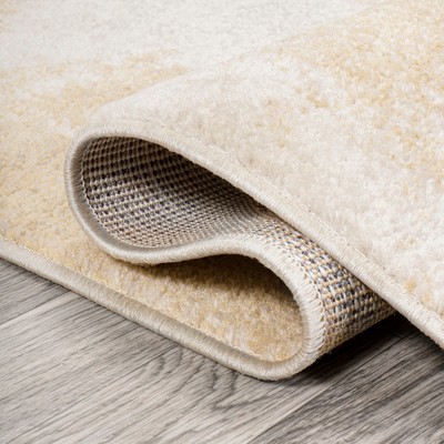 Petalo Modern Abstract Gold and Cream 4'x6' Synthetic Area Rug