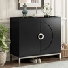Simple Storage Cabinet Accent Cabinet with Solid Wood Veneer and Metal Leg Frame - 2 of 4