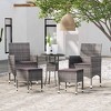 vidaXL 5-Piece Patio Lounge Set - Gray Poly Rattan Furniture with Tempered Glass Tabletop - Outdoor Chairs & stools for Garden - 2 of 4