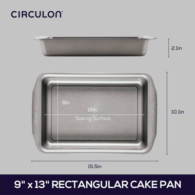 Gray Nonstick Aluminum Rectangular Cake Pan with Wide Handles