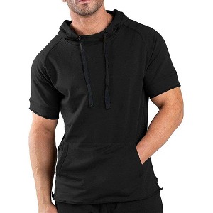 COOFANDY Men's Short Sleeve Hoodie Workout Gym Sweatshirt Muscle Fit Fashion Athletic Hoodies Pullover Cotton Hooded T-Shirts - 1 of 4