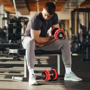 Resenkos 44 lb All-in-One Adjustable Dumbbell System, Converts to Barbell for Full-Body Workouts - Red Wine - 1 of 4