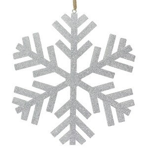Northlight Glitter Drenched Wooden Snowflake Christmas Ornament - 11.75" - Silver Tone - 1 of 4