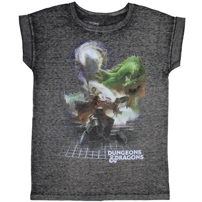 Dungeons And Dragons Junior's Dungeons And Dragons D&D Burnout T-Shirt,  X-Small Grey