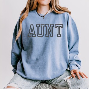 Simply Sage Market Embroidered Aunt Outline Lightweight Garment Dyed Sweatshirt - 1 of 4