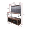 Angel Sar Kitchen Bakers Rack with Glass Doors, Microwave Stand with 2 Pegboards, Adjustable Storage Shelf for Small Spaces, Industrial Organizer Cart - 3 of 4