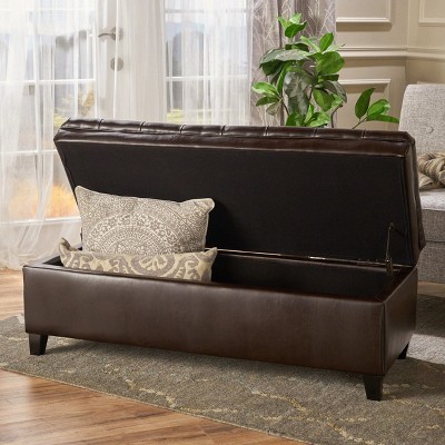 CAVINAS Oval Polyester Storage Ottoman Bench with Metal Legs,Upholstered Storage Ottoman,Storage Benches for Living Room,Bedroom