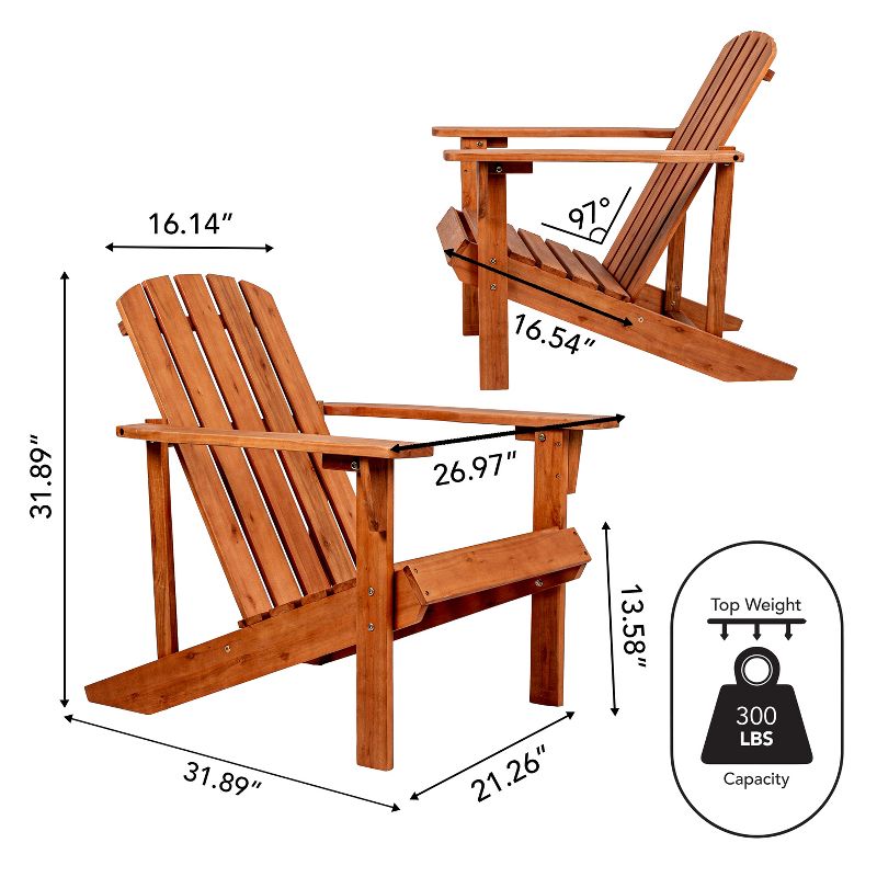 Westport Outdoor Patio Traditional Acacia Wood Adirondack Chair - JONATHAN Y, 4 of 11