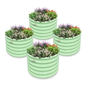 24 x 24 x 18 in. Galvanized Steel Round Outdoor Raised Garden Beds Eco-Safe Metal Kids Planter Box (4-Pack) - 1 of 4