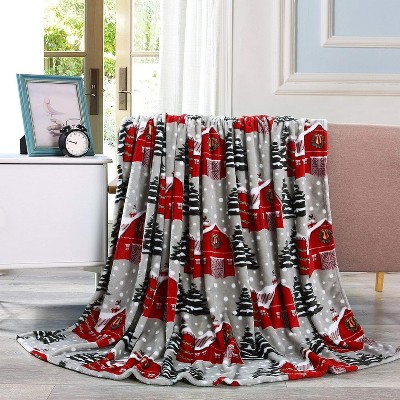 Comfort Flannel Blanket Super Soft Christmas Prints Throw Blanket Christmas Gift.
