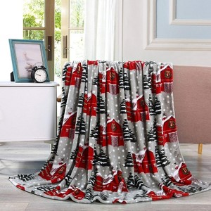 Comfort Flannel Blanket Super Soft Christmas Prints Throw Blanket Christmas Gift. - 1 of 4