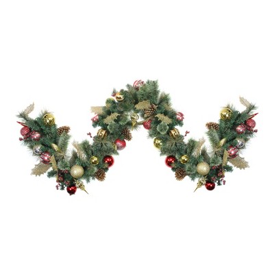 Northlight 9' X 16" Artificial Pine With Cranberries, Ornaments, and Pine Cones Christmas Garland – Unlit