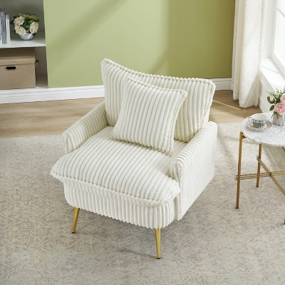 PAGED Comfy Accent Chair Corduroy Fabric Living Room Chairs with Armrests for Living Room, Reading Room