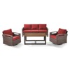 POCASSY Outdoor Patio Furniture Set with Swivel Chairs, All Weather Brown Wicker Outdoor Sofa Set with Metal Coffee Table and Comfort Thick Cushion - 2 of 4