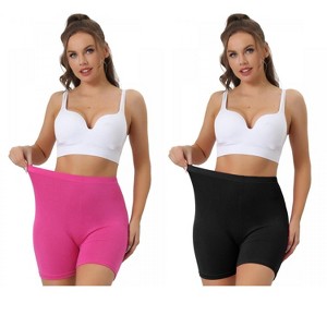 Allegra K Women's Mid-Thigh Boxer Full Coverage Soft Stretch Boyshorts 2 Packs - 1 of 4