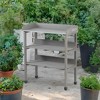ORRD 30"x14.5"x35.5" Outdoor Potting Table with Metal Top, 3-Tier Garden Work Bench with Hooks, Solid Wood Workstation for Garage or Yard - 2 of 4