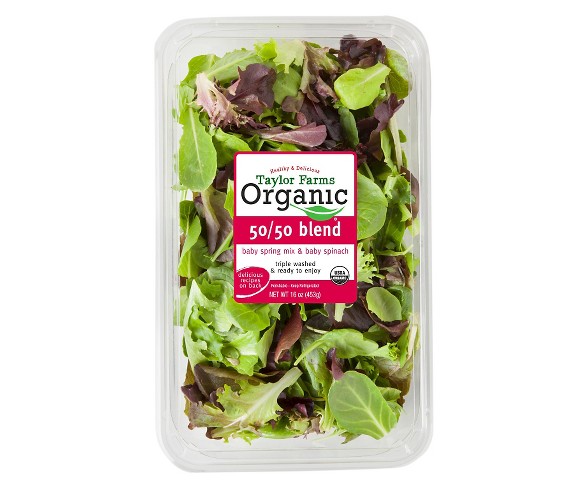 Taylor Farms Organic 50/50 Blend Baby Spring Mix & Baby Spinach - 16oz Package