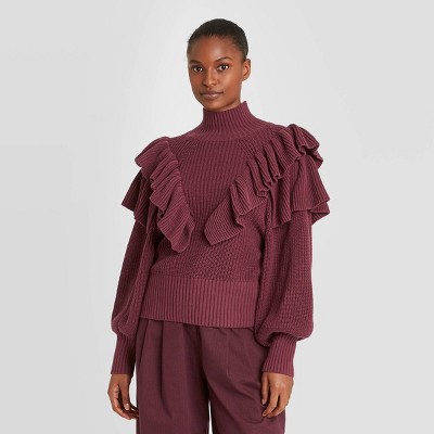 burgundy mock turtleneck