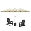 Syemin Patio Seating 3 Piece Set with Adirondack Lounge Chair Black Frog Chair 2 Piece Plus Double Ended Parasol - 4 of 4