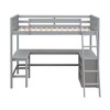 Twin size Wooden Loft Bed With Shelves And Desk - ModernLuxe - image 4 of 4