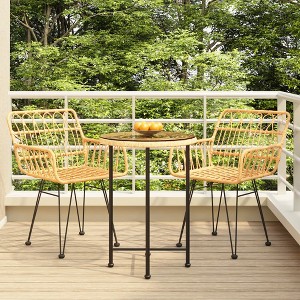 vidaXL 3 Piece Patio Dining Set Poly Rattan - 1 of 4