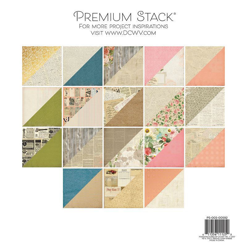 DCWV Double-Sided Cardstock Stack 12"X12" 36/Pkg-Preserved Paper, 18 Designs/2 Each, 2 of 3